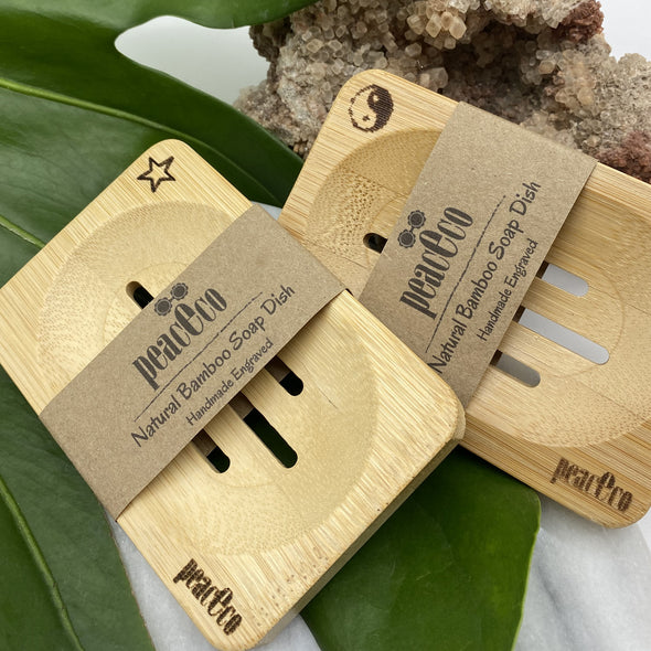 BALINESE BAMBOO SOAP DISH WITH HANDMADE ENGRAVED IN USA